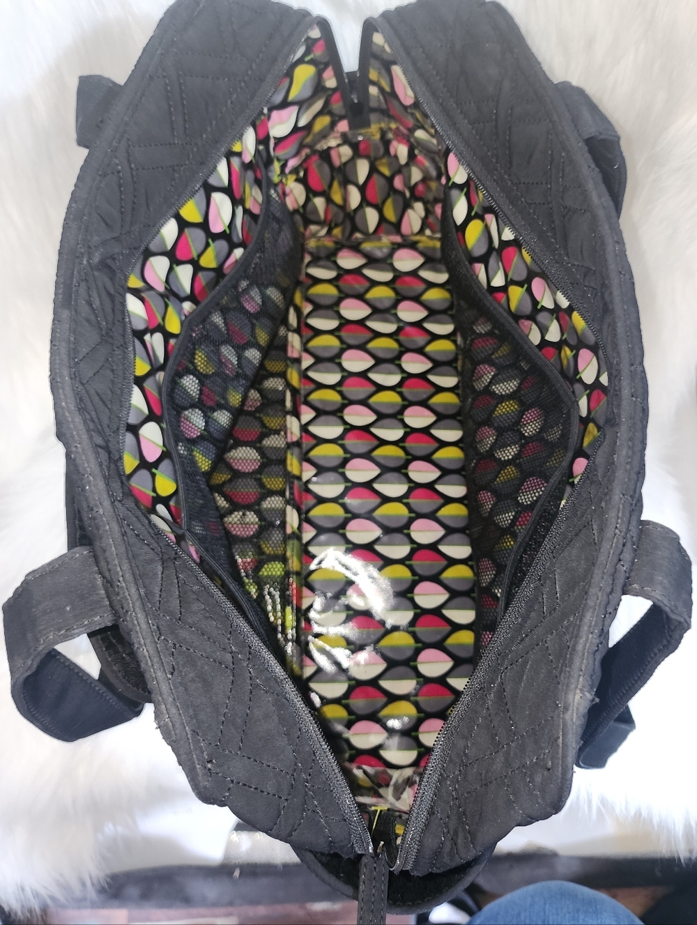 Vera Bradley Black Quilted On the StrollTote Bag Diaper Bag - Picture 6 of 9